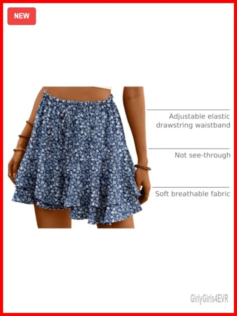 Flowy High Waist Boho Ruffle Skorts for Women Summer Casual Skirt Shorts
